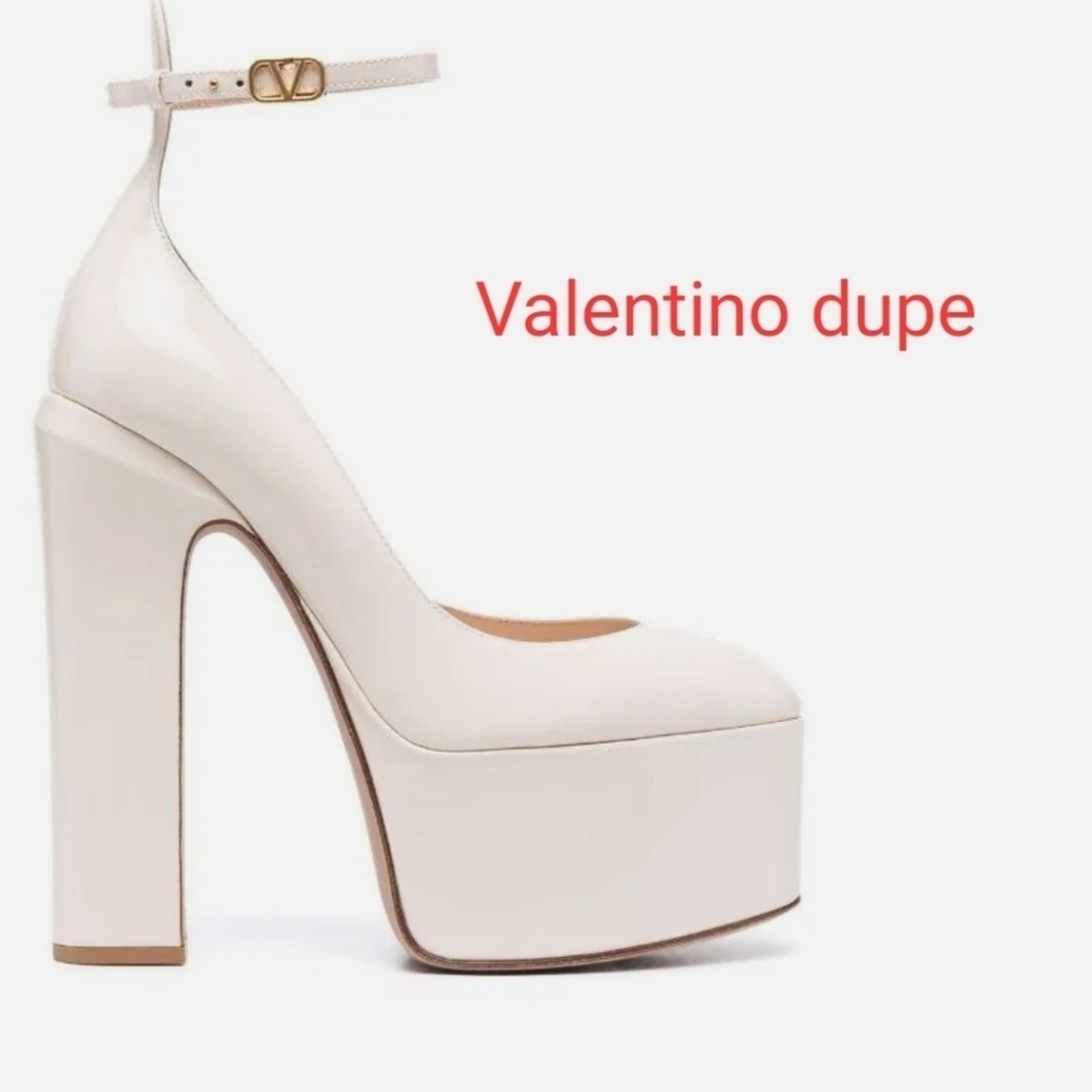 White vegan patent leather platform with ankle strap - Picture 7 of 7